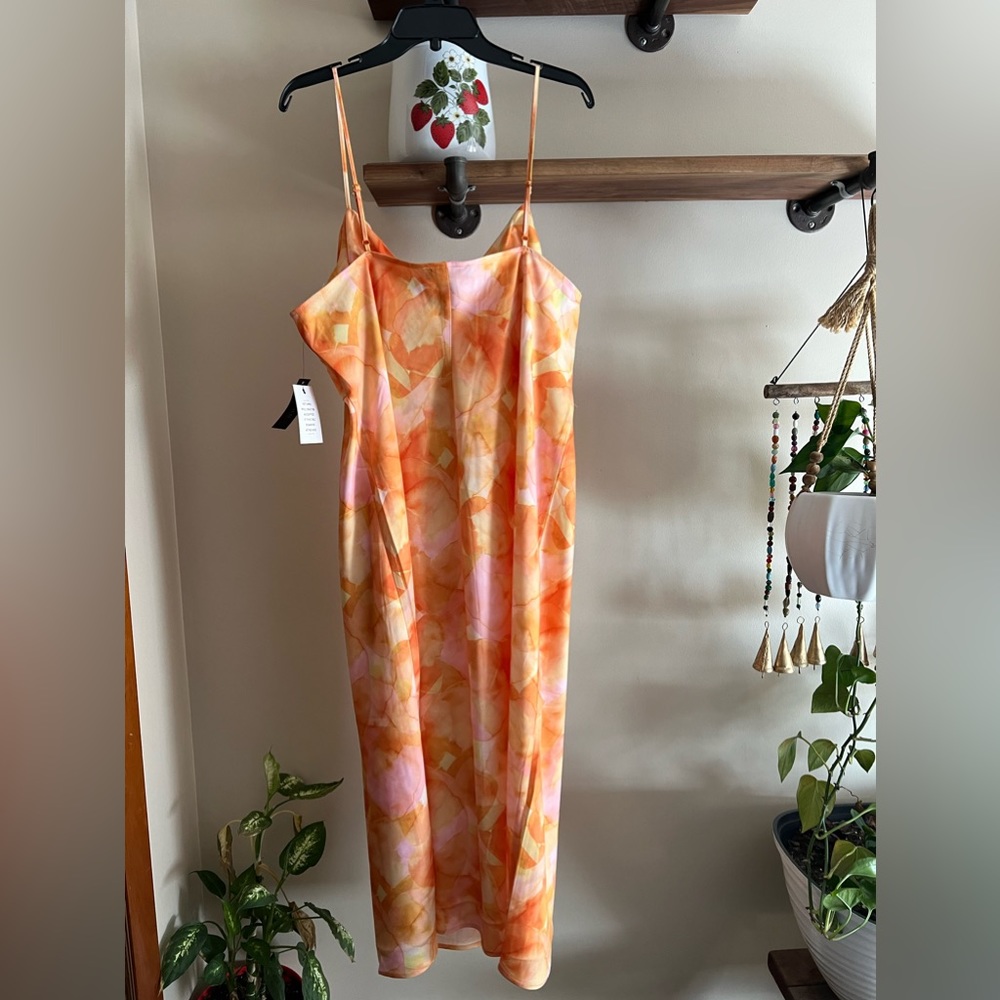 Eloquii Orange and Pink Midi Dress - Picture 8 of 9